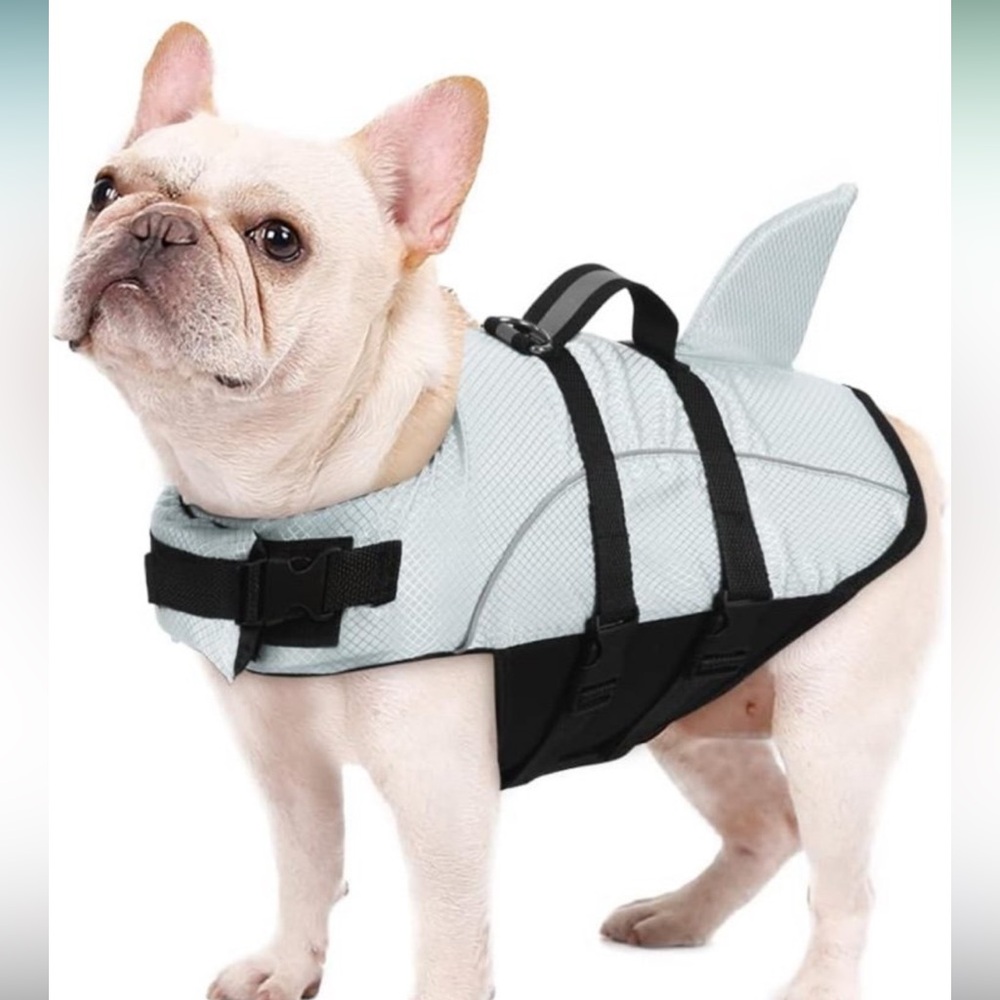 Shark Fin Dog Life Jacket in Gray and Black